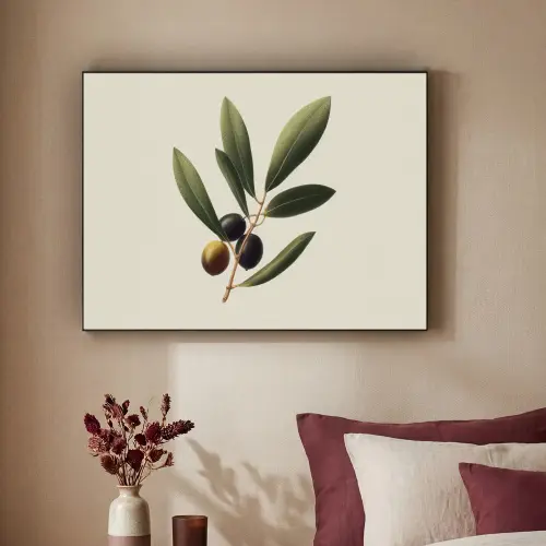 Olijftak - Donkergroen - Olijven Textielframe zwart klein -sfeer1