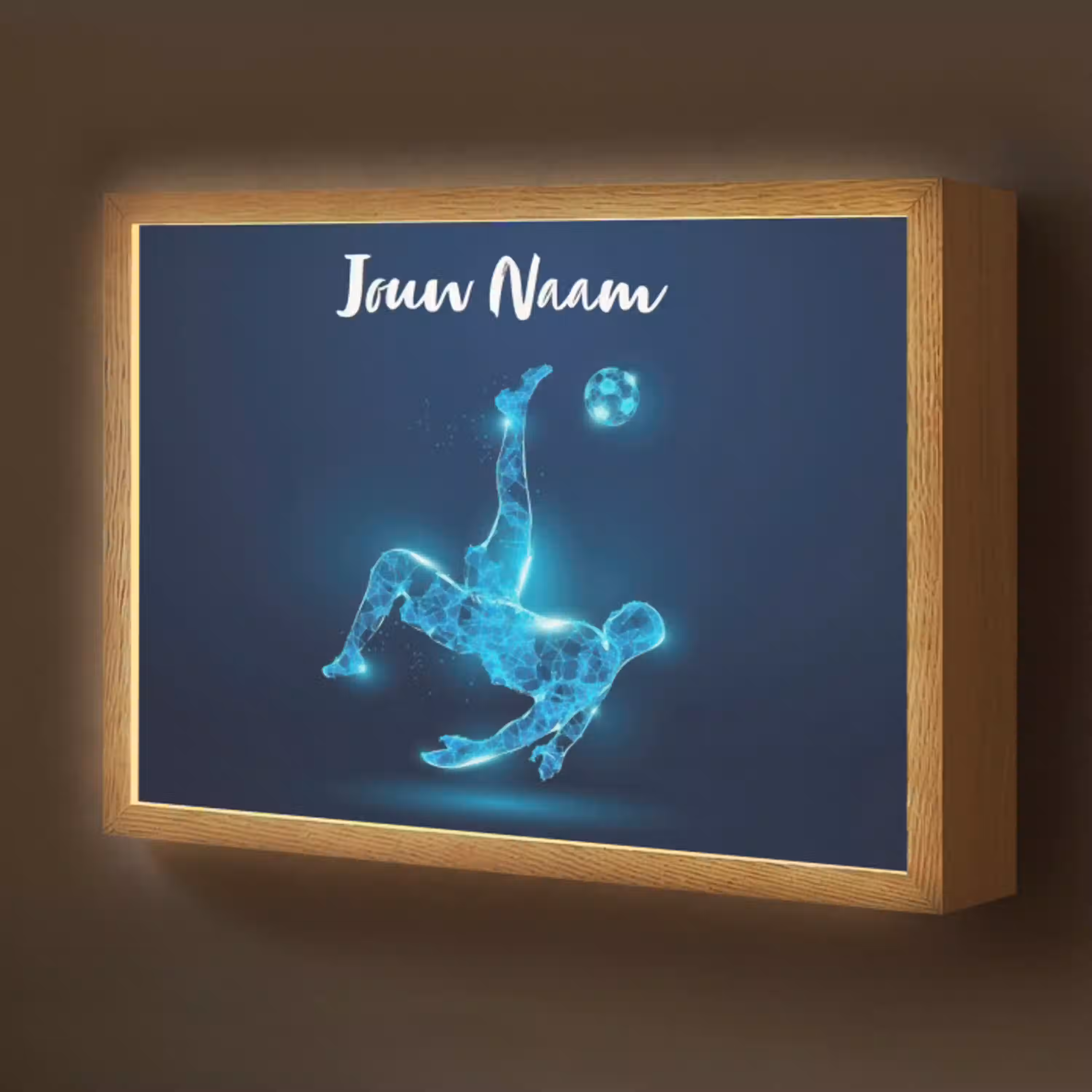 Voetballer - Blauw - Neon Light Box met batterij (Wandlamp kind) middel -z3d_website
