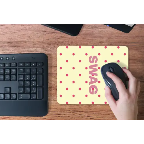 Swag - Roze - Stippen - Geel muismat rubber klein -toetsenbord
