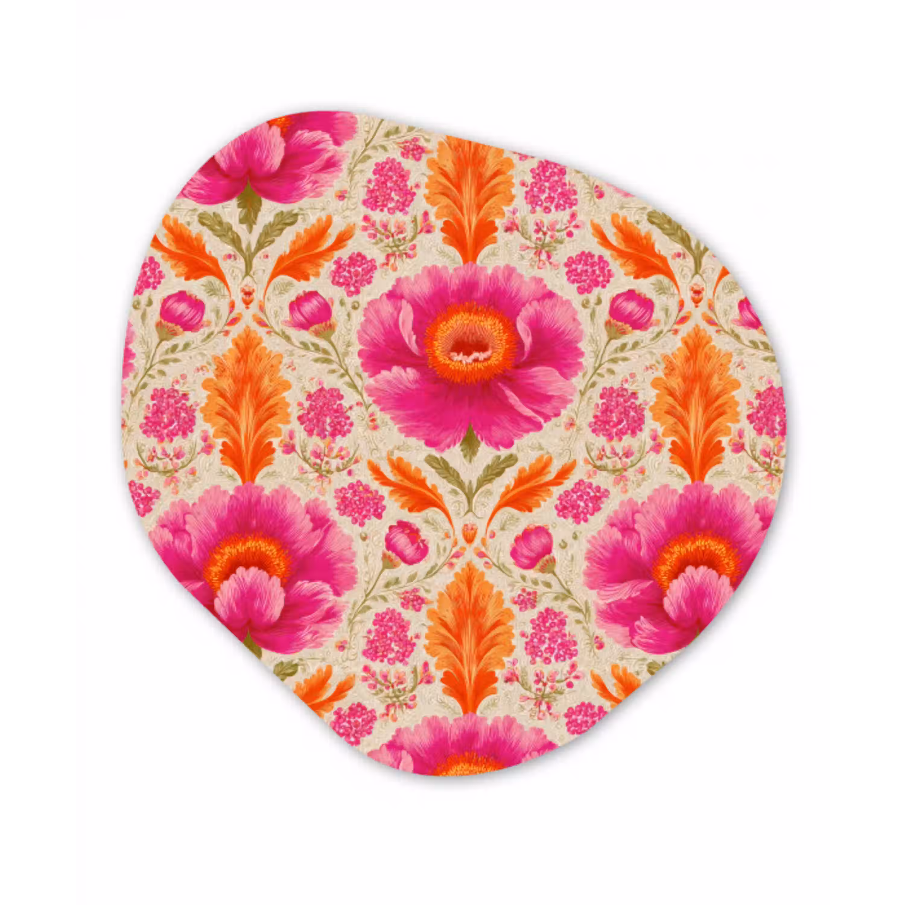 Bloemen - Barok - Roze - Oranje Wandcirkel Organisch Aluminium middel 851 -3d