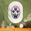 Tulpen - Paars - Lijst - Bladeren Wandcirkel Ovaal Glas middel -sfeer2