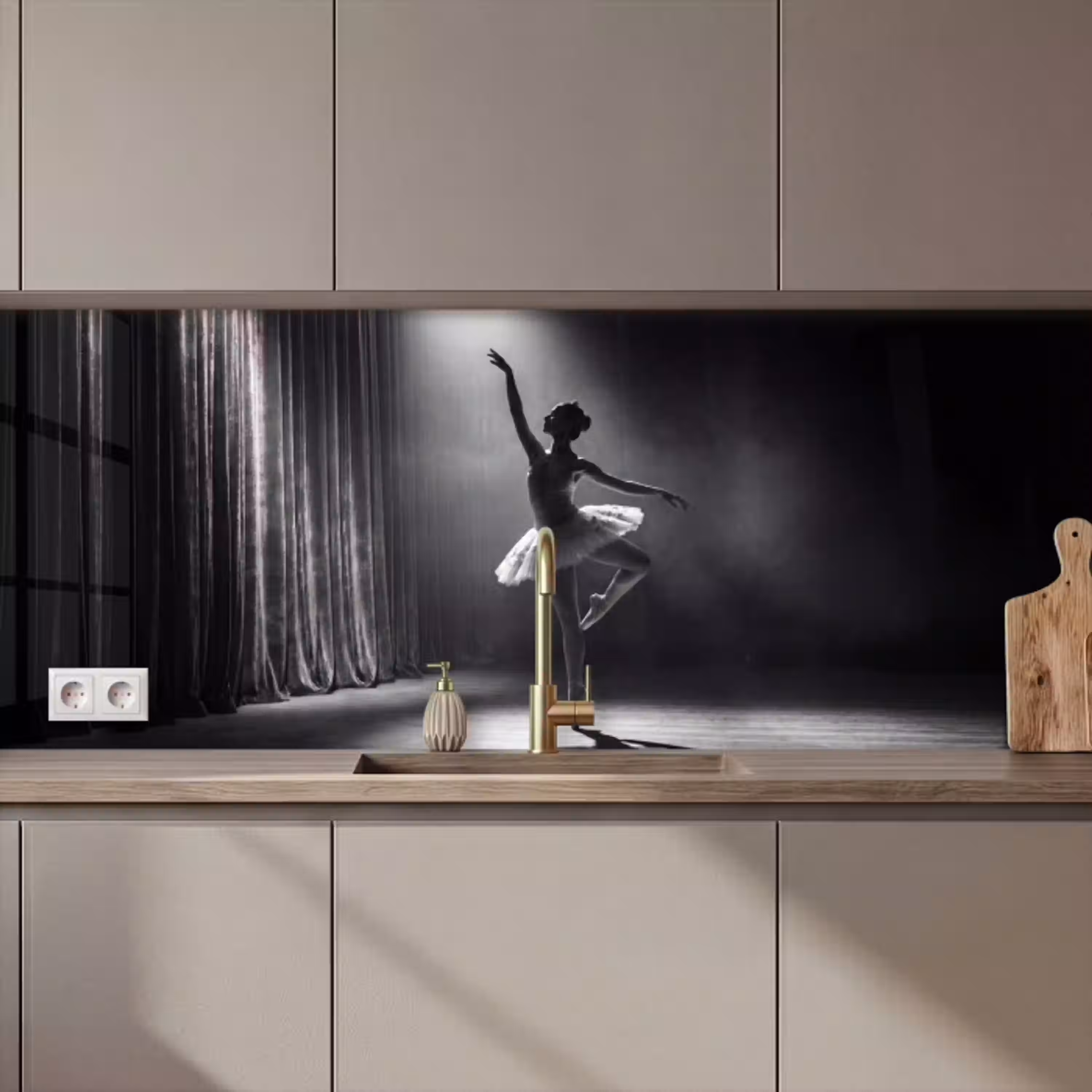 Danser - Podium - Zwart-wit - Kunst - Klassiek keuken achterwand 2 middel zz_3dshopping