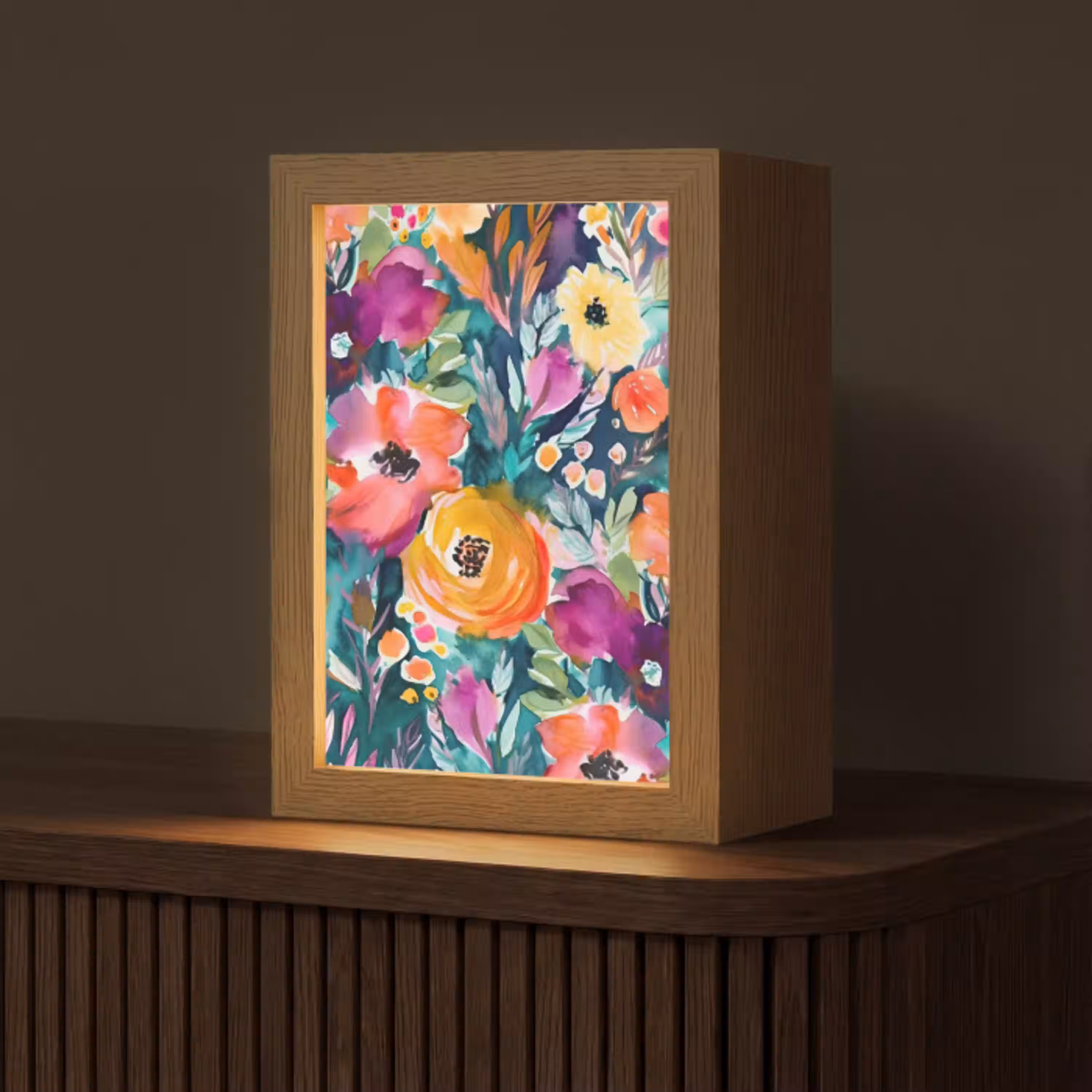 Bloemen - Olieverf - Kunst - Natuur Light Box met kabel (Tafellamp) klein -z3d_website