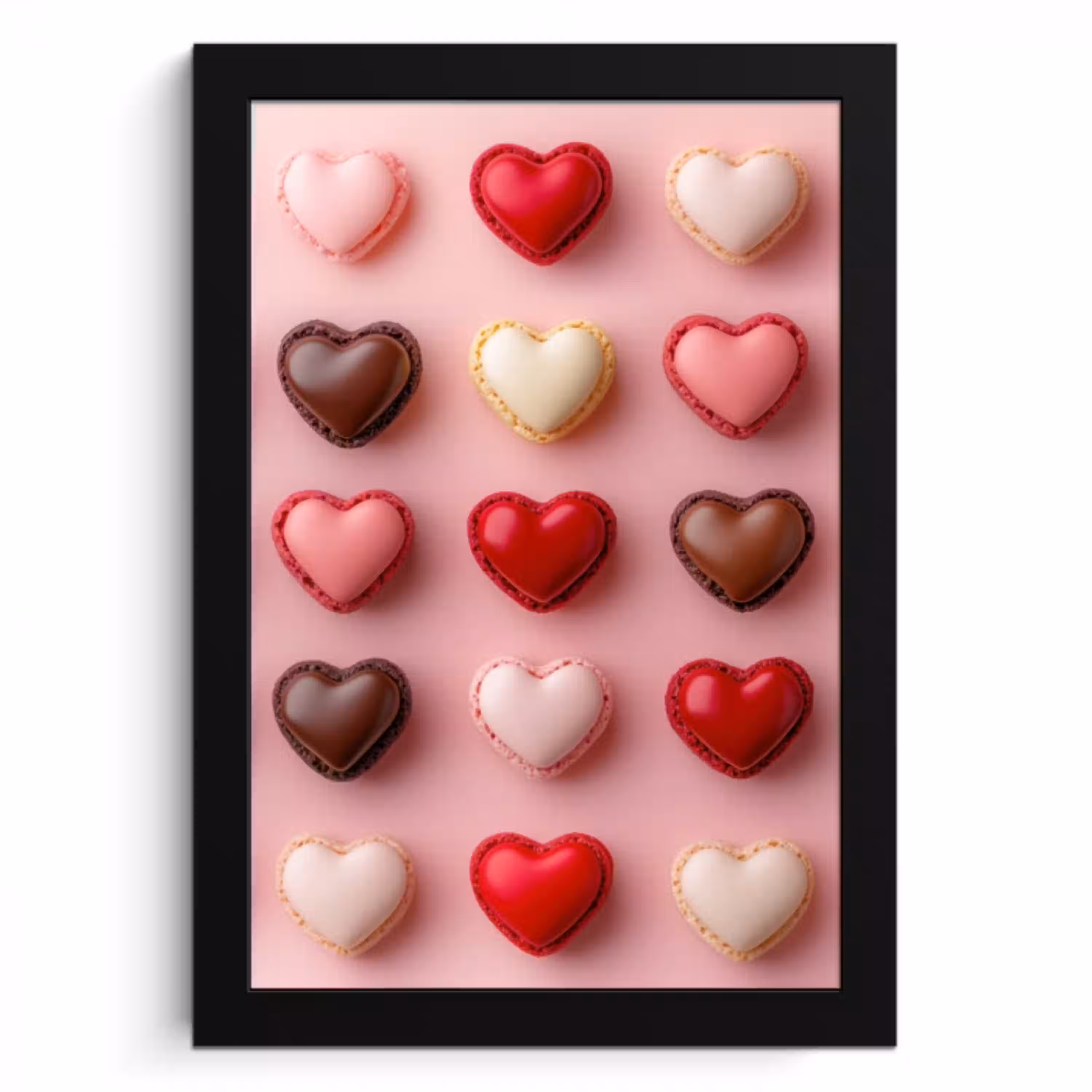 Macarons - Hartjes - Kleurrijk - Roze KitchenYeah - Keuken - Fotolijst klein -3d