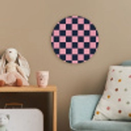Traditioneel - Patroon - Blauw - Roze Wandcirkel kunststof plaat 5mm dik klein 188 -tsfeer1_kind