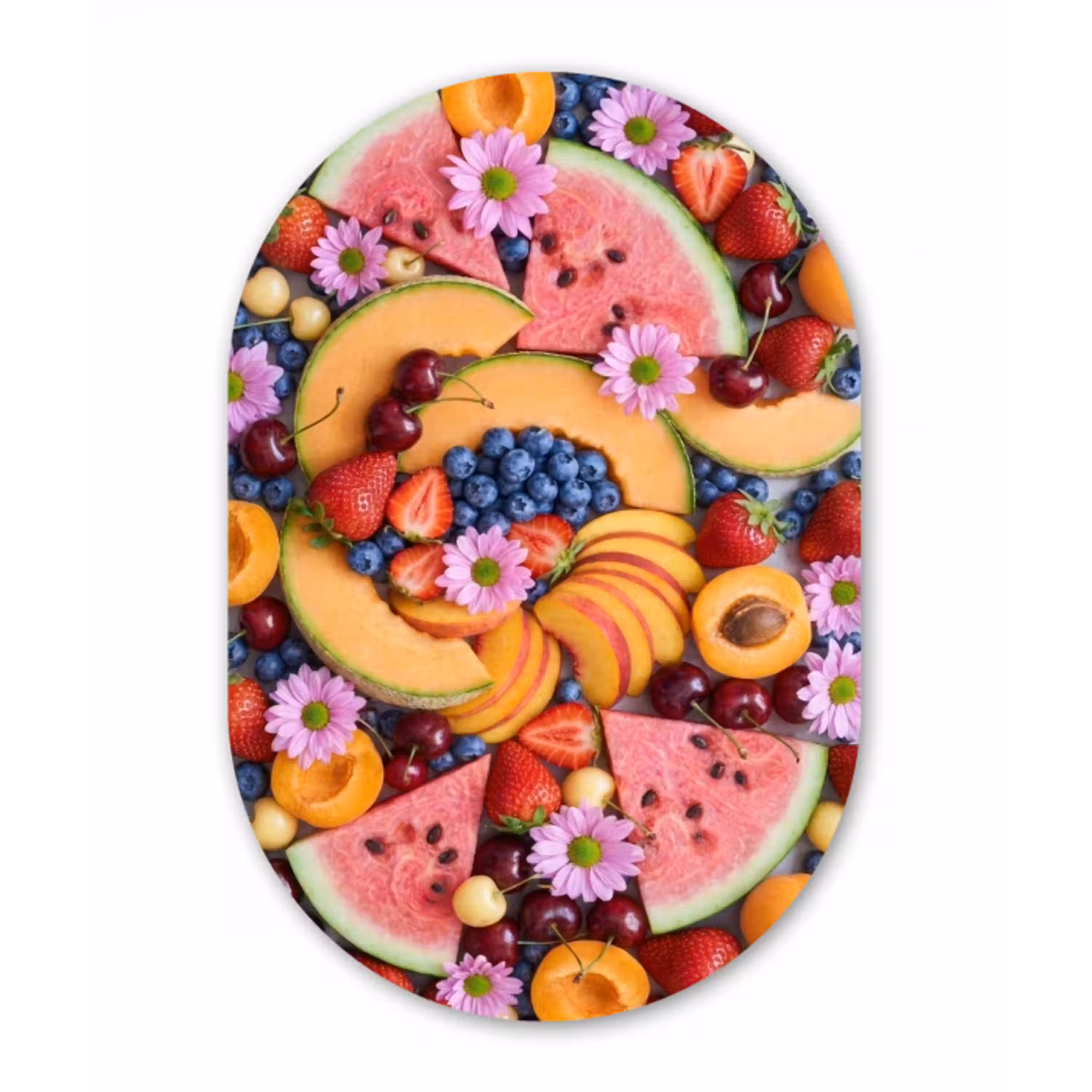 Eten - Fruit - Zomer - Kleurrijk Wandcirkel Ovaal Aluminium middel -3d
