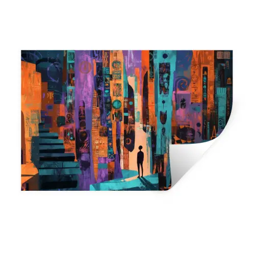 Abstract - Figuren - Kleurrijk Muursticker klein -3d