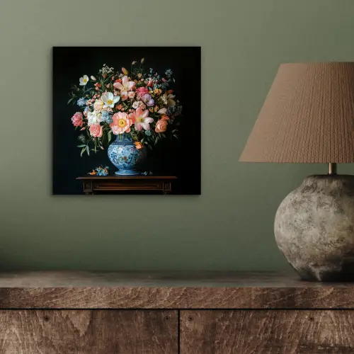Roze - Bloemen - Vaas - Kleuren aluminium wit klein -sfeer2