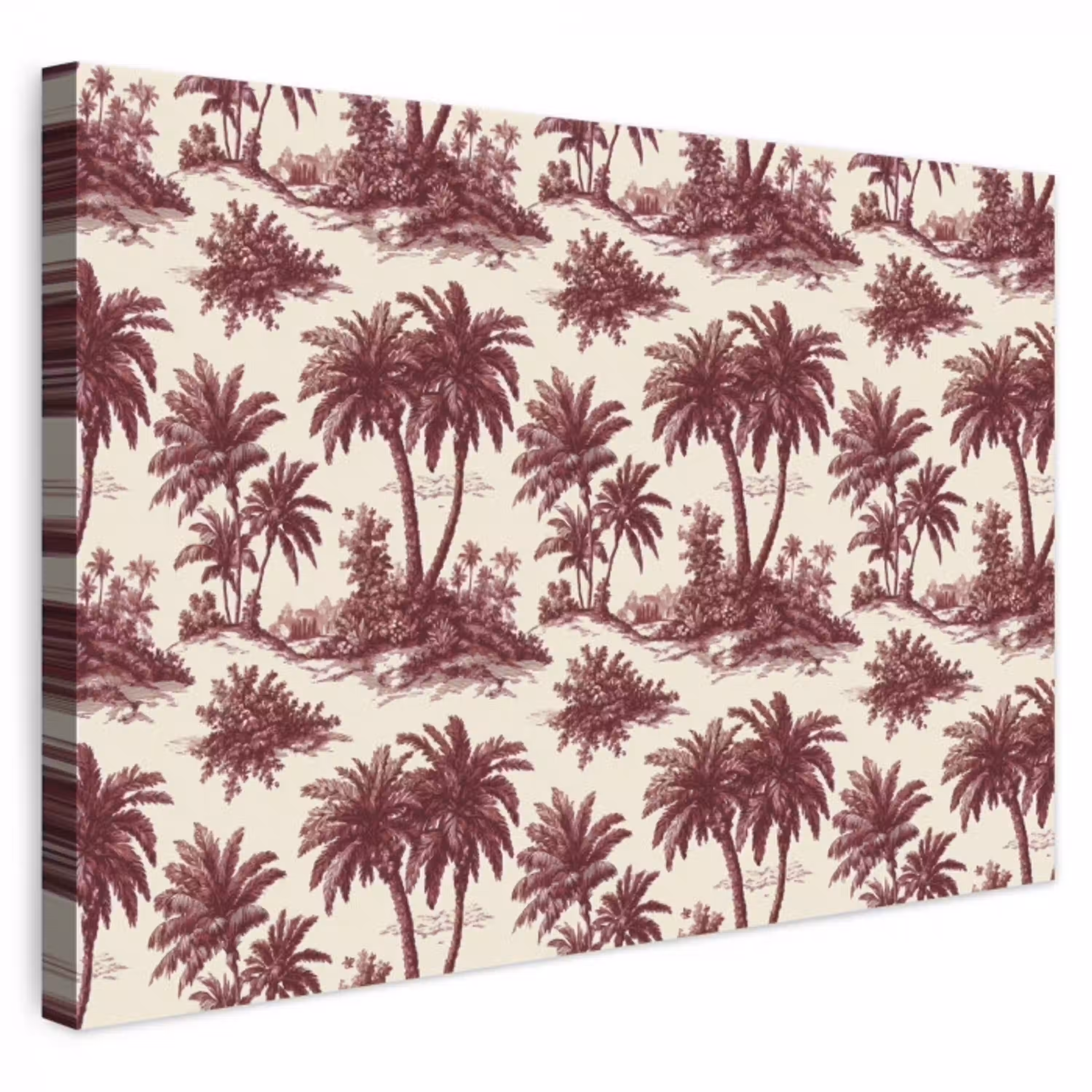 Tropisch - Geometrisch - Bordeauxrood canvas 2cm klein 34 -3d