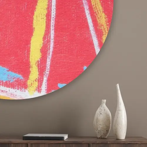 Grapefruit - Geschilderd - Roze - Strepen Akoestische PET Vilt - Rond klein -sfeer5_closeup