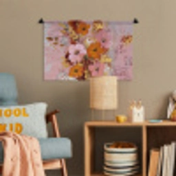 Schilderij - Bloemen - Rustiek - Roze Wandkleed katoen klein -wsfeer4_kind