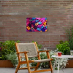 Cassetteband - Kleurrijk - Energiek Tuinposter op houten frame 2 cm dik klein -sfeer3