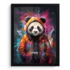 Panda met oranje jas en verfspetters fotolijst zwart zonder passe partout klein -3d