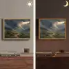 Bergen - Kronkelpad - Groen - Wolken Light Box met batterij (Wandlamp) middel -sfeer3