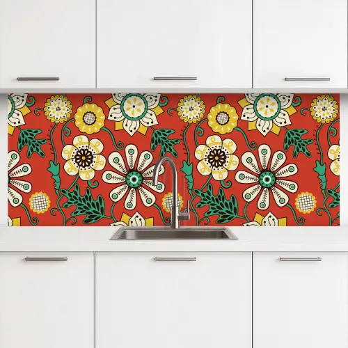 Design - Bloemen - Hippie - Retro keuken achterwand 2 middel 871 -3d