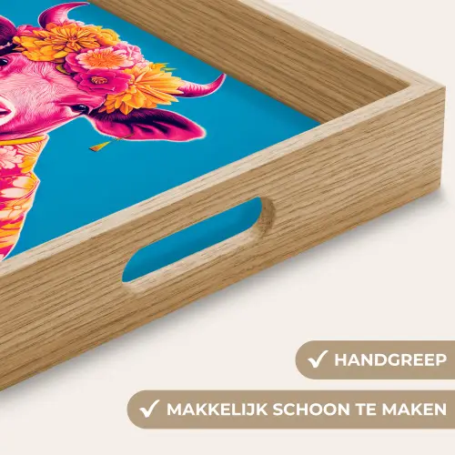 Koe - Bloemenkrans - Oorhangers - Kimono Dienblad Rechthoek middel -USP_HandgreepNL