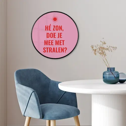Roze - Zon - Quote Fotolijst rond zonder passe partout klein -sfeer2