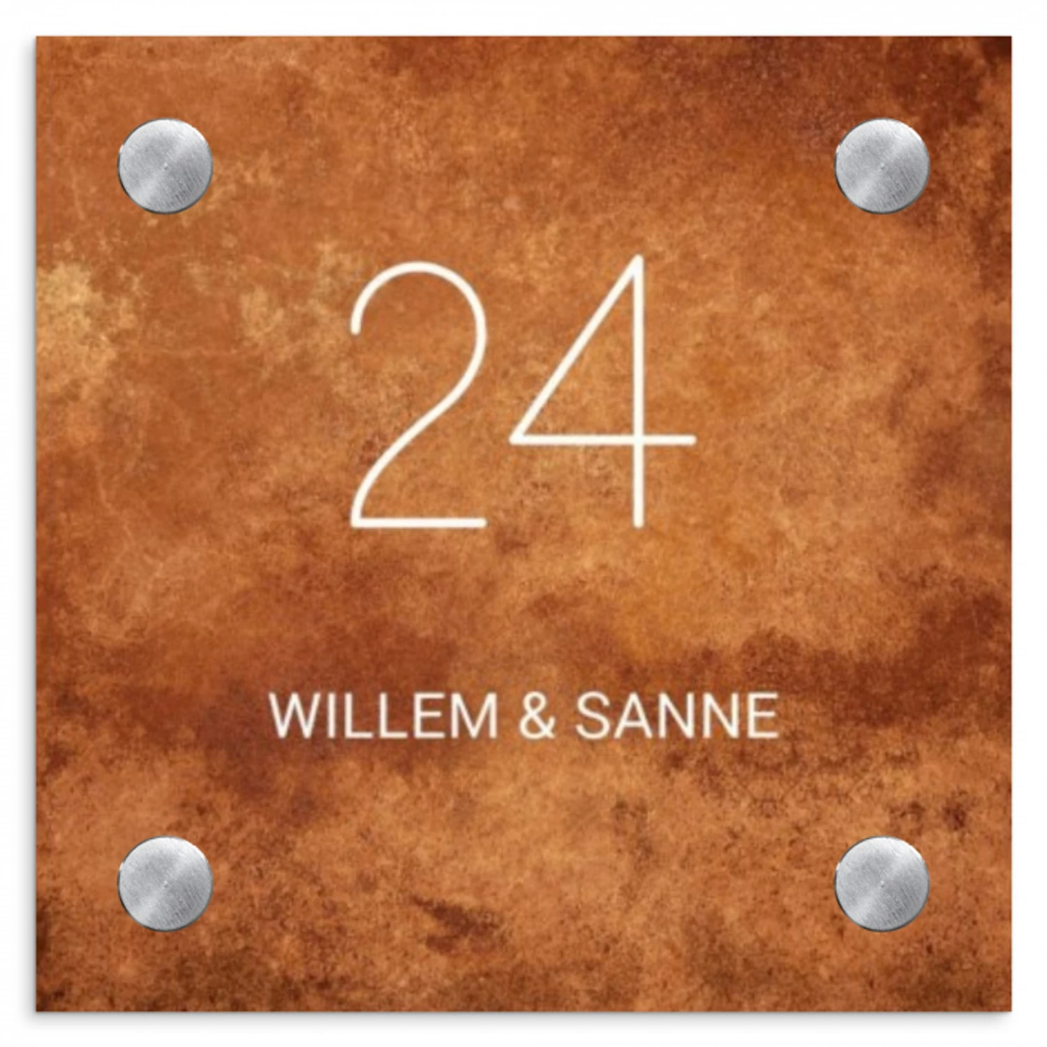 Roest - Klassiek Naambord Vierkant klein -3d