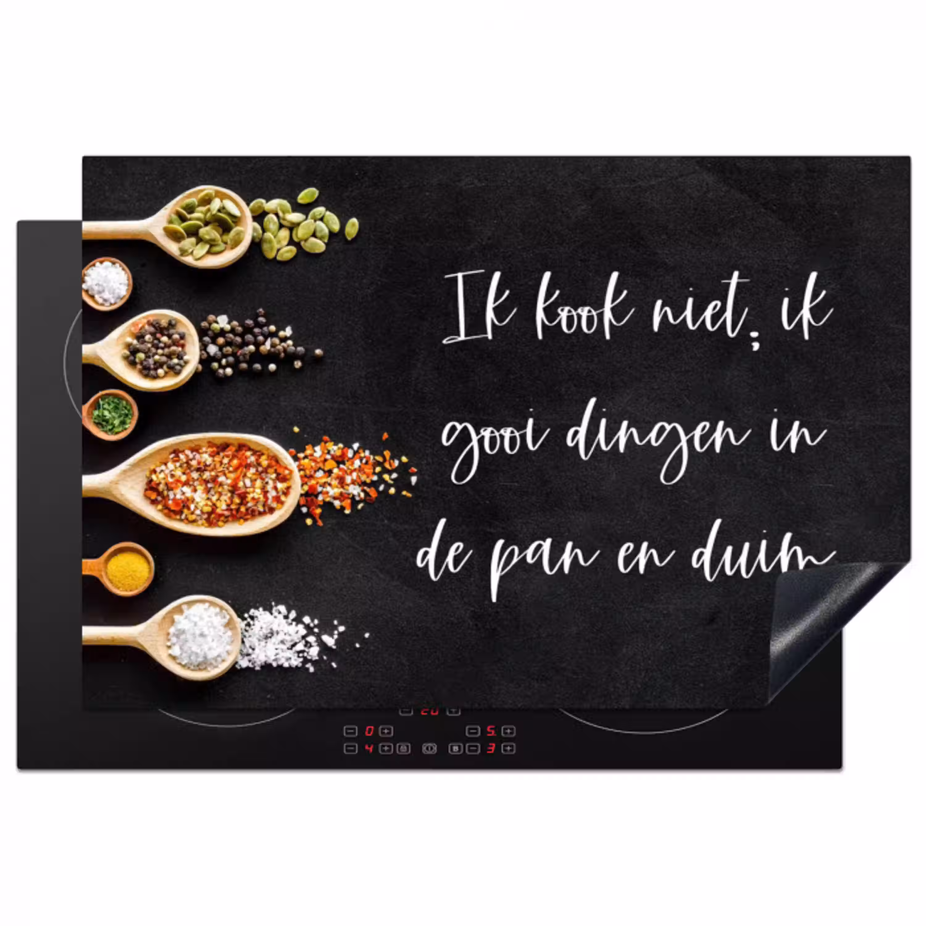 Ik gooi dingen in de pan en duim - Keuken - Quotes - Spreuken - Humor Inductie beschermer vinyl 3mm klein -3d