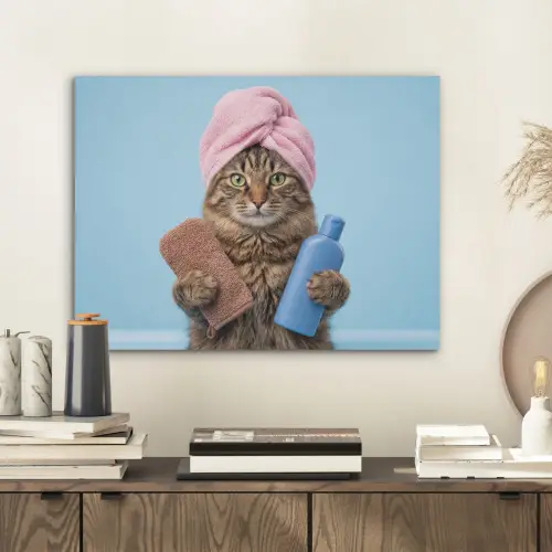 Kat - Handdoek - Washand - Zeep PET vilt klein -sfeer1