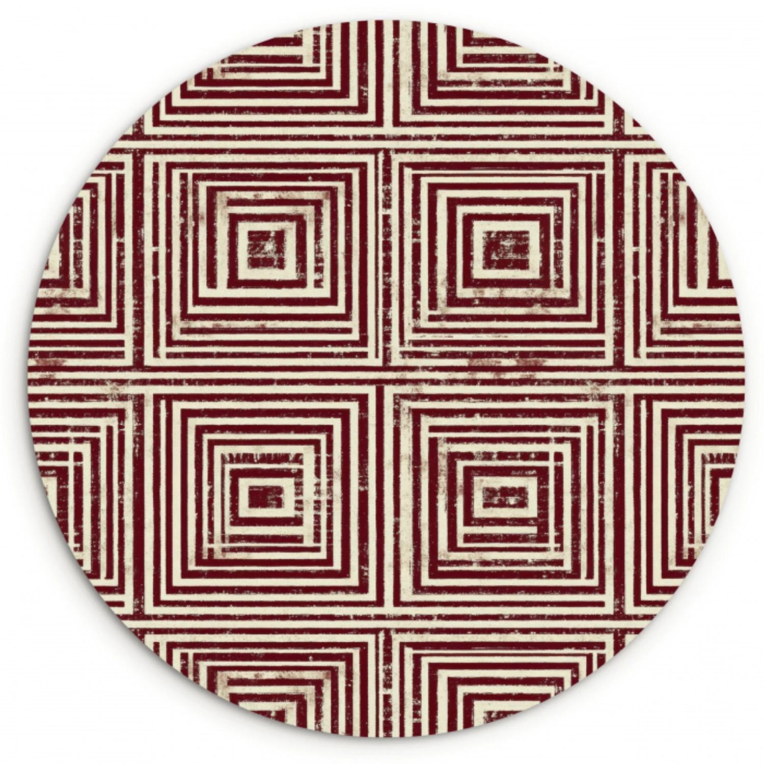 Geometrisch - Patroon - Rood Wandcirkel kunststof plaat 5mm dik klein 188 -3d