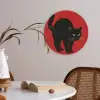 Kat - Zwart - Staart Akoestische PET Vilt - Rond klein -sfeer3
