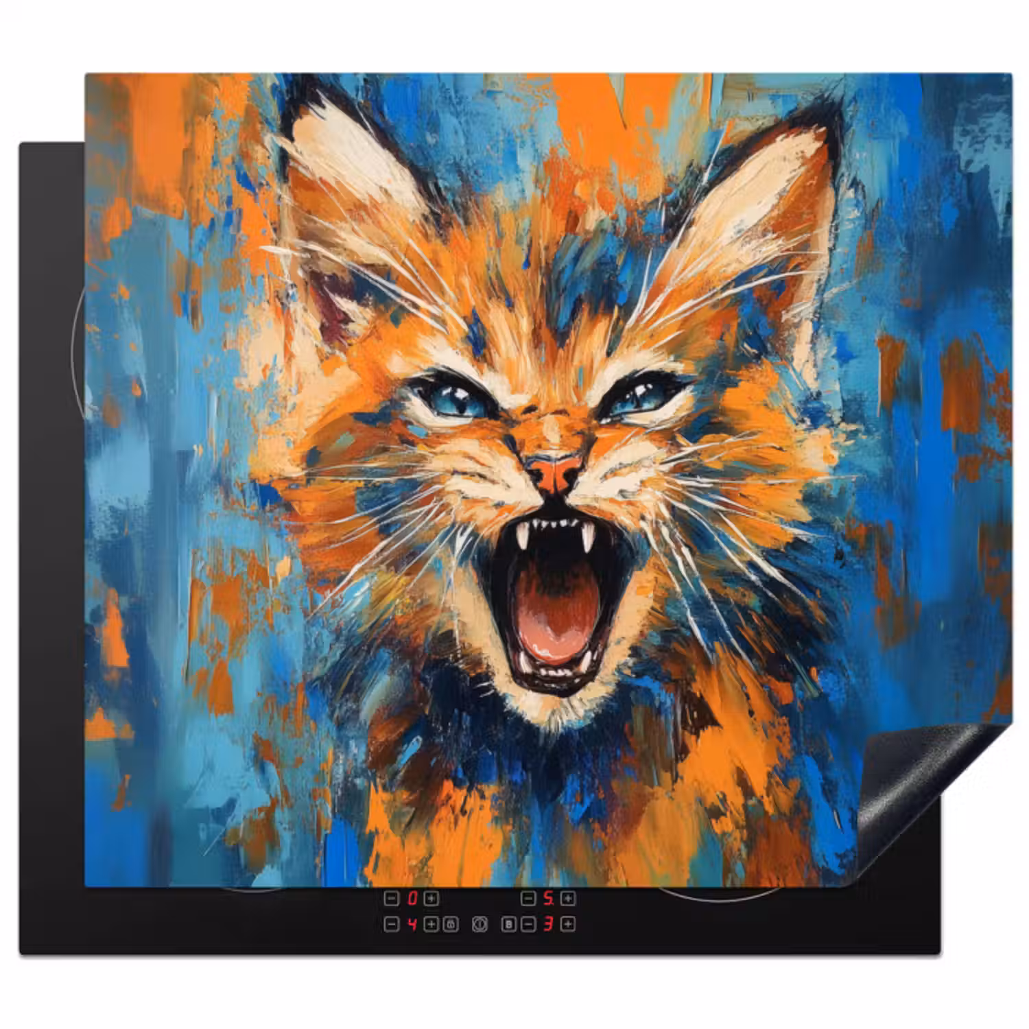 Inductie beschermer - Kat - Kleurrijk - Oranje - Blauw