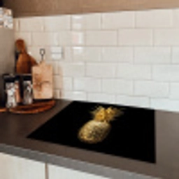 Ananas - Zwart - Goud - Luxe Inductie beschermer vinyl 3mm middel -sfeer3