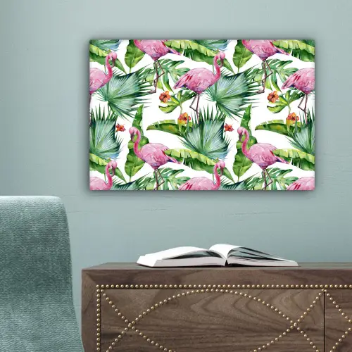 Bladeren - Flamingo - Bloemen - Jungle canvas 2cm klein -sfeer4