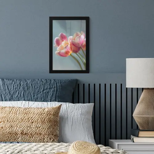 Tulpen - Roze - Stelen fotolijst zwart zonder passe partout klein -sfeer3