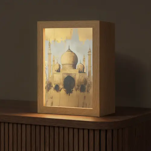 Moskee - Goud - Arabisch - Ramadan - Islamitische Light Box met kabel (Tafellamp) klein -z3d_website