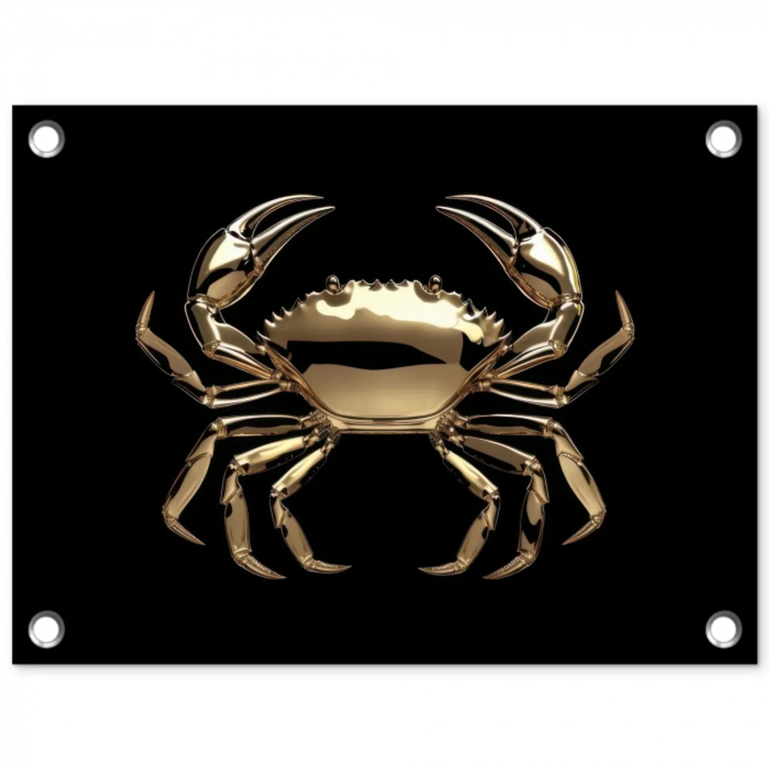 Goud - Krab - Dieren - Zwart tuinposter los doek klein -3d