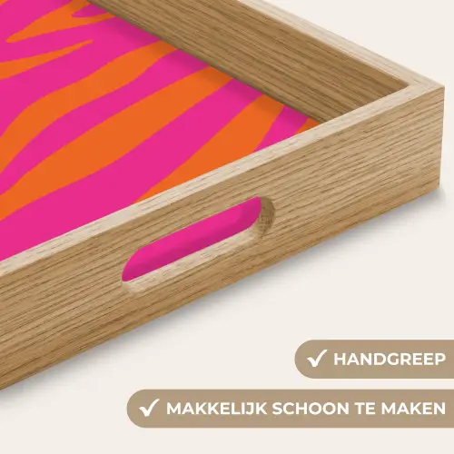Zebraprint - Roze - Oranje - Dierenprint Dienblad Rechthoek middel -USP_HandgreepNL