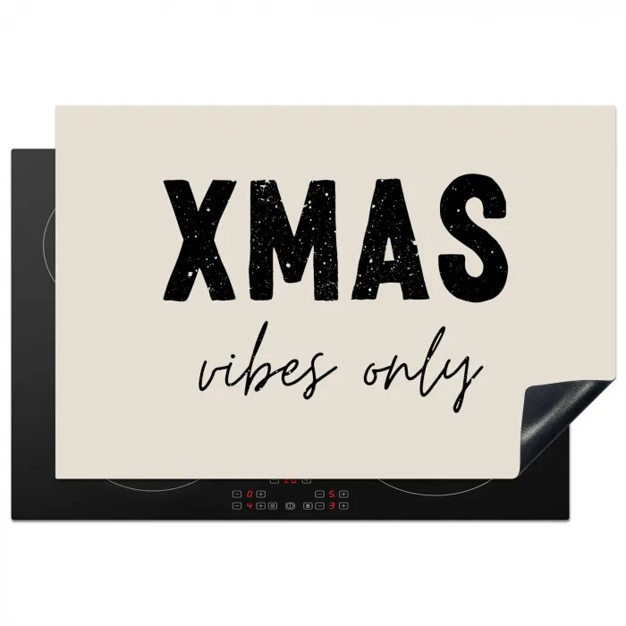 Kerst - Spreuk - xmas vibes only - Beige Inductie beschermer vinyl 3mm klein -3d