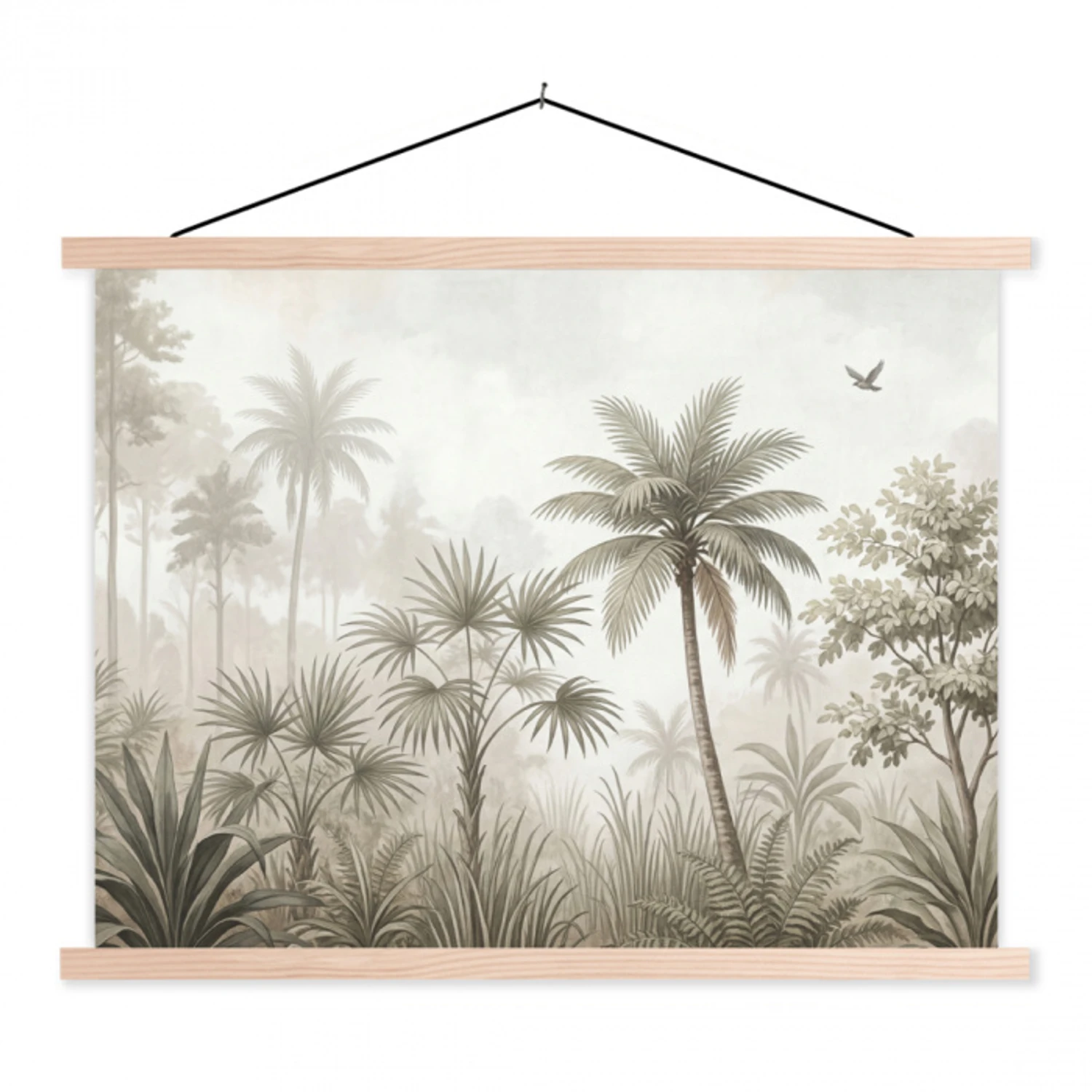 Jungle - Palmbomen - Natuur textielposter latten blank klein -3d