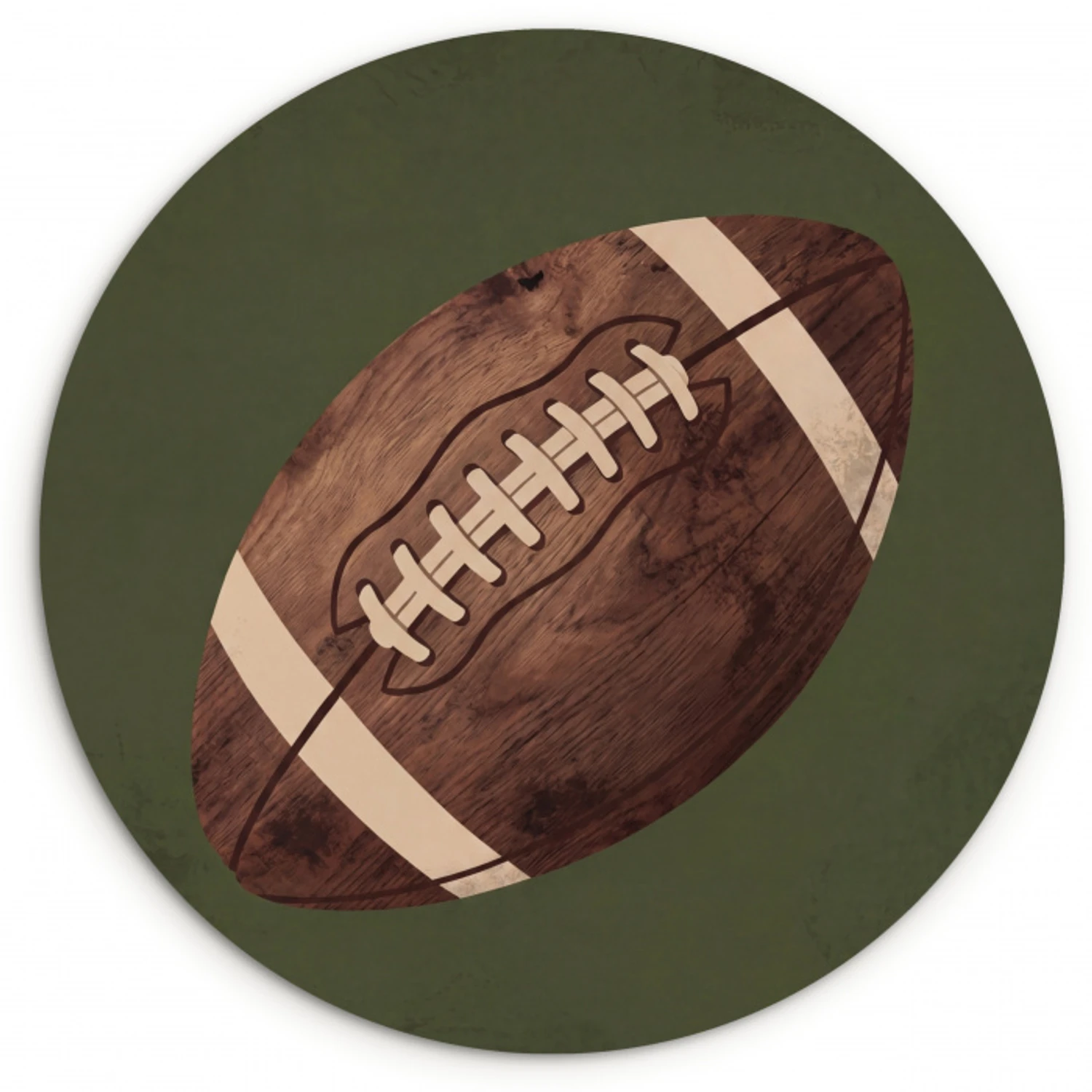 Football - Hout - Sport - Groen Wandcirkel kunststof plaat 5mm dik klein -3d