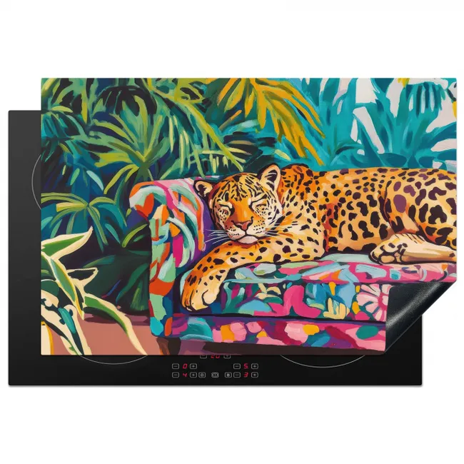 Luipaard - Kleurrijk - Tropisch Inductie beschermer vinyl 3mm klein -3d