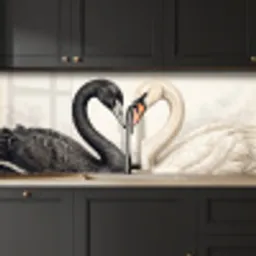 Zwanen - Hartvorm - Dieren keuken achterwand 2 middel -sfeer1