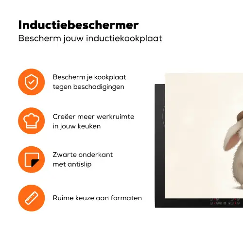 Konijn - Muts - Oren - Beige Inductie beschermer vinyl 3mm klein -zzzzzzz-td-ups
