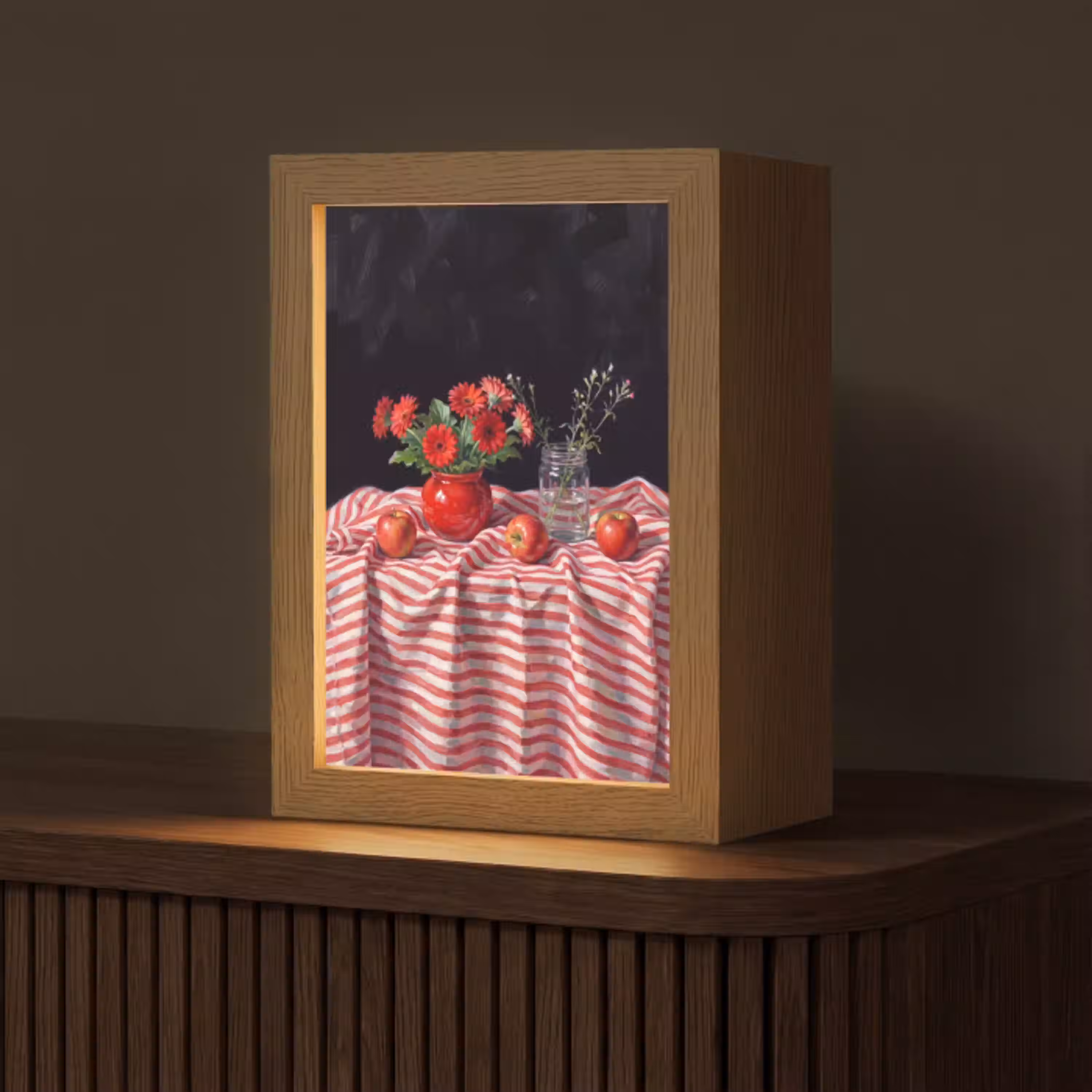 Rode bloemen - Vaas Light Box met kabel (Tafellamp) klein -z3d_website