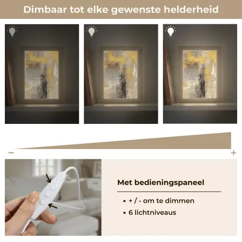 Abstract - Geel - Modern - Beige Light Box met kabel (Tafellamp) klein -USP_dimbaarNL