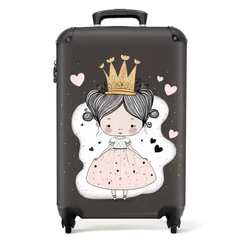 Kleine prinses op zwarte achtergrond NBS - Handbagage koffer - Unisex middel -productfoto_recht