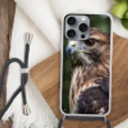 Buizerd - Roofvogel - Natuur - Bruin Hoesje iPhone 16 Pro Max met koord klein -sfeer4