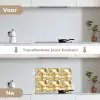 Vloeibaar - Druppels - Goud keuken achterwand spatscherm klein 900 -voor_na_NL