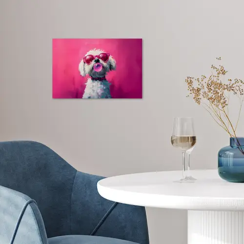 Pink - Hond - Bubbel poster papier klein -sfeer3