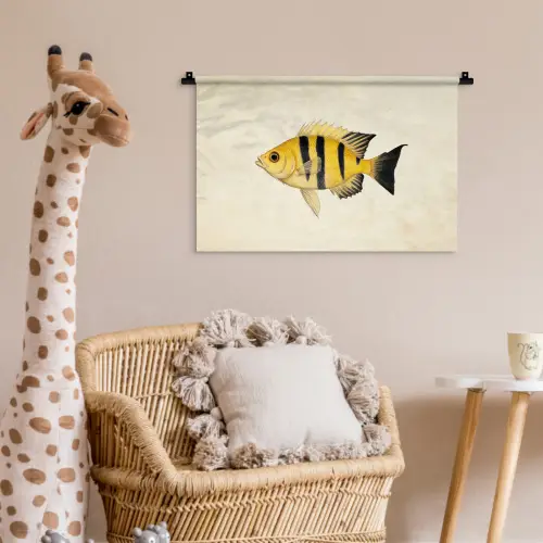 Geel - Vis - Strepen - Tropisch Wandkleed katoen klein -wsfeer5_kind