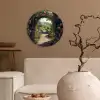 Doorkijk - Landschap - Bloemen - Rozenboog - Natuur Wandcirkel kunststof plaat 5mm dik klein -sfeer1