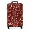 Rode achtergrond met abstracte beige lijnen NBS - Handbagage koffer - Unisex middel -productfoto_recht