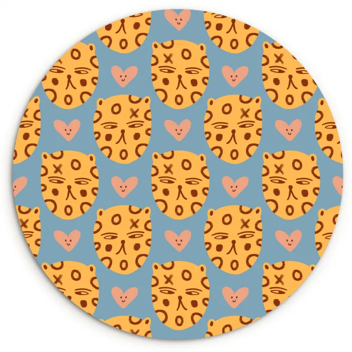 Kattenkoppen - Cirkels - Hartjes - Blauw Wandcirkel plexiglas klein 852 -3d
