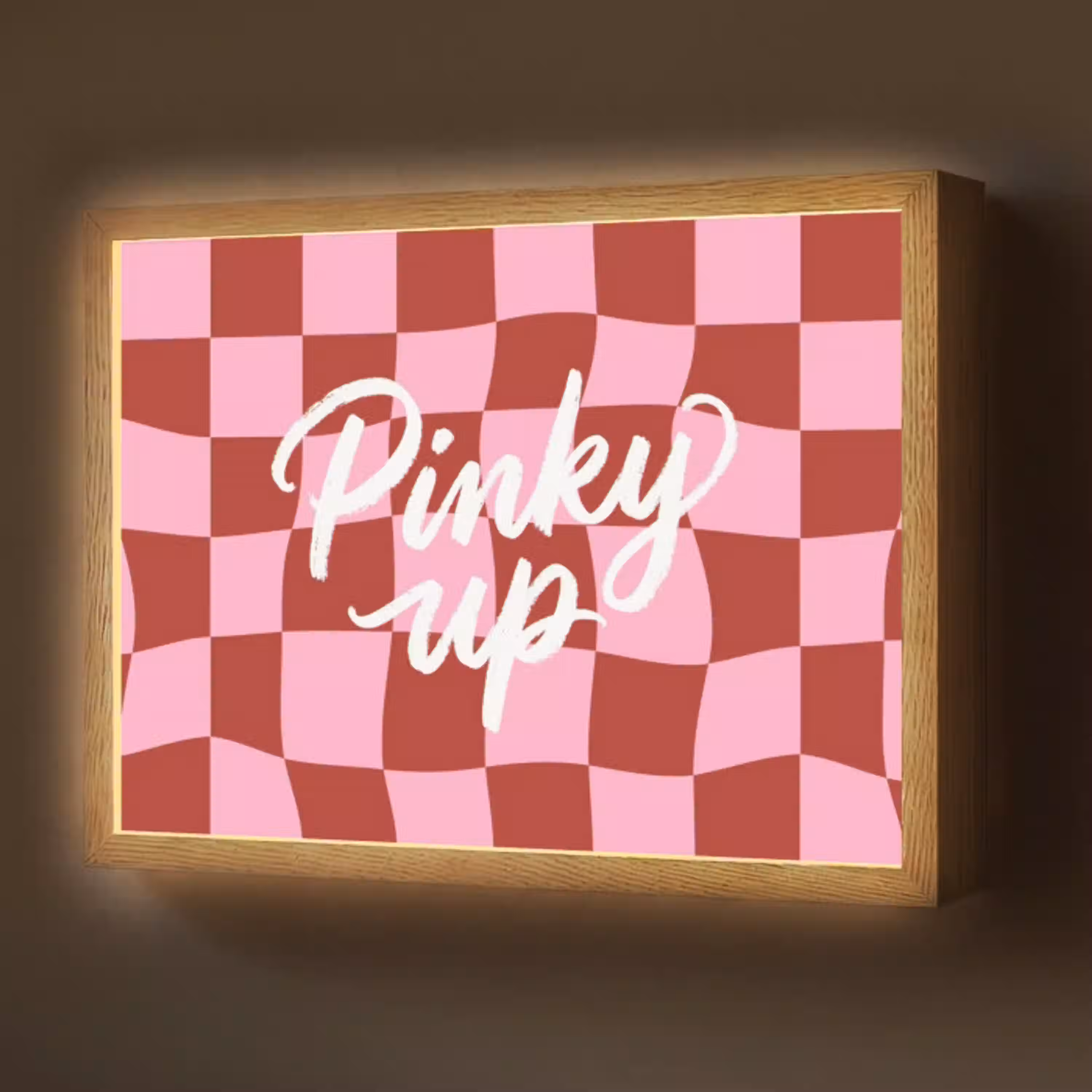Pinky up - Geblokt - Bordeauxrood Light Box met batterij (Wandlamp) middel -z3d_website